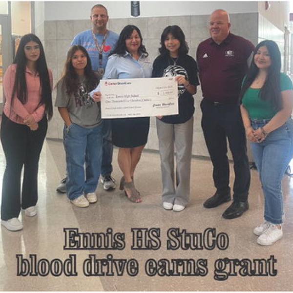 	Ennis HS StuCo blood drive earns grant