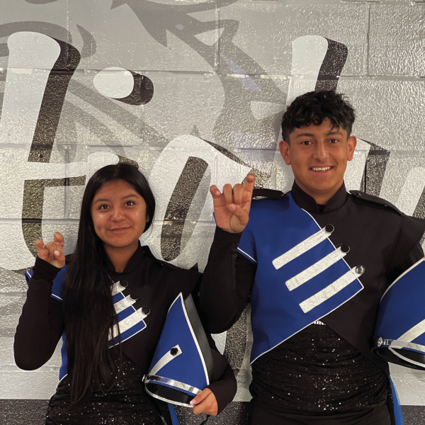Rice drum majors leading the blues