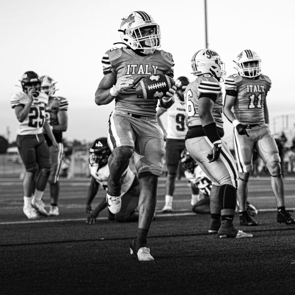 Aaden Rankin powers his way to one of his two touchdowns. Courtesy Photo/Alma Muirhead
