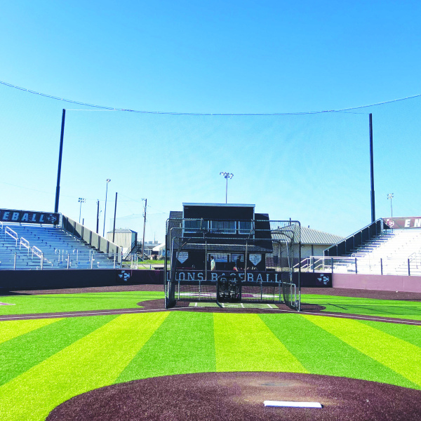 Ennis Baseball Field, including new 40-foot-tall, infield backstop. Courtesy Photo/EISD Athletics