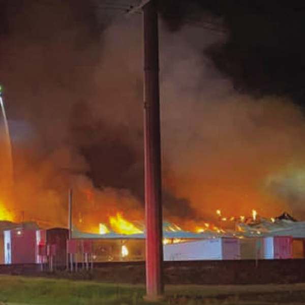 Raging inferno doused at warehouse