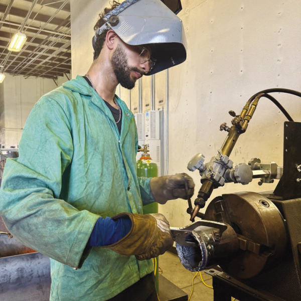 Courtesy Photo/TSTC Sergio Hernandez, a welding student at Texas State Technical College’s North Texas campus, works for Hughes Tank Company in Venus as a welder, and plans to own his own business in the future.