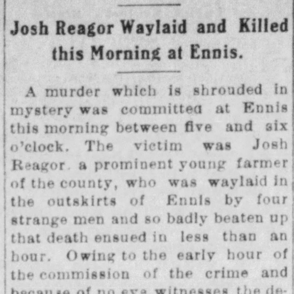 Old newspaper account tells story of 1903 murder