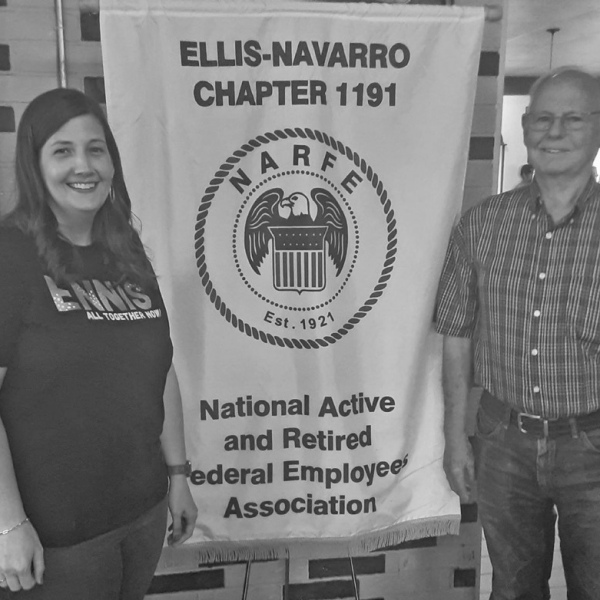 Ennis Public Library Director Jessica Diaz speaks to NARFE