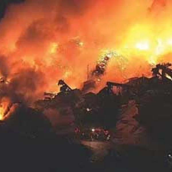 Recycling plant catches fire