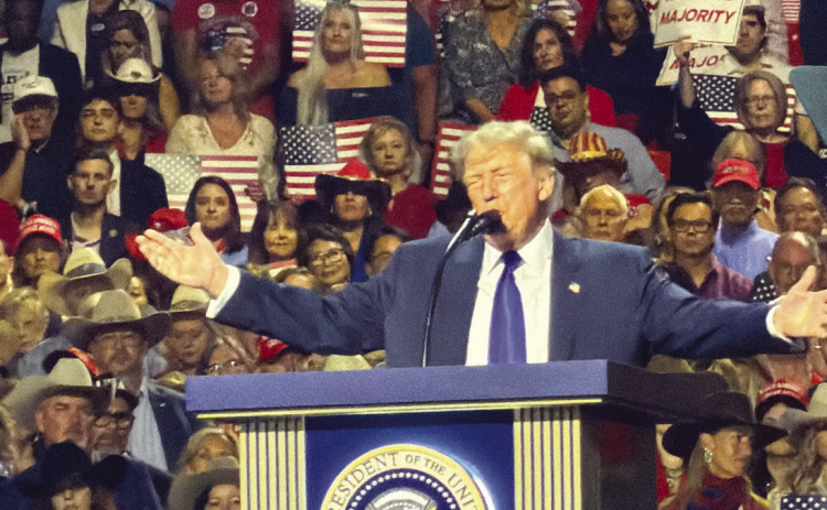 Courtesy Photo/Kameron Raburn President Donald Trump spoke Thursday in Dallas at American Airlines Center.